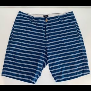 J CREW Mens blue/gray striped shorts 33W